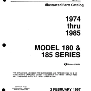 1974-1985 Cessna 180 & 185 Series Illustrated Parts Catalog (P699-12)
