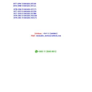 1977-1998 Yamaha DT & MX Series Workshop Repair Manual - DT100 DT125 DT175 DT250 DT400 MX100 MX175