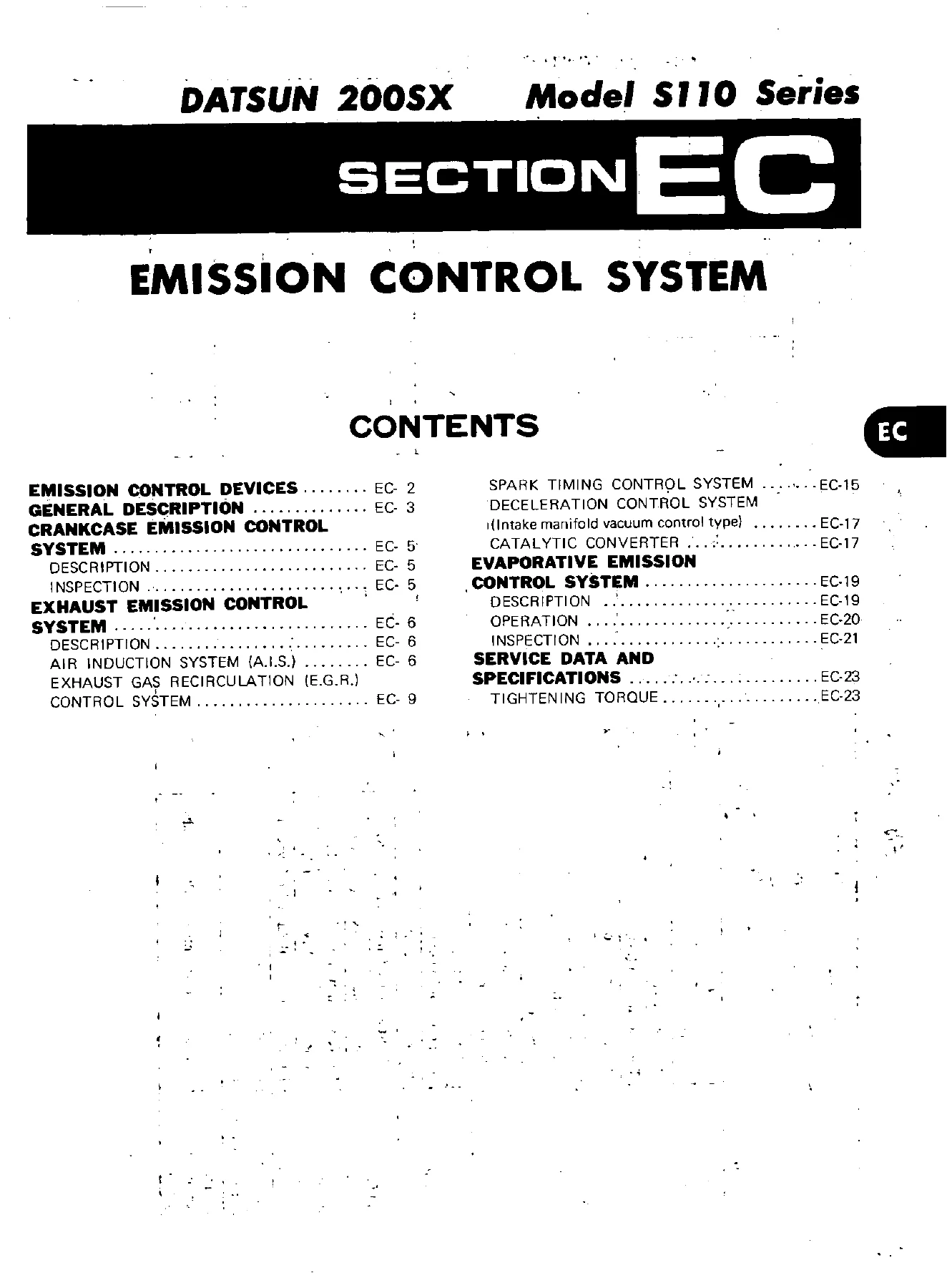 1980 Datsun 200SX Model S110 Factory Service Manual - Full Repair PDF - Image 3