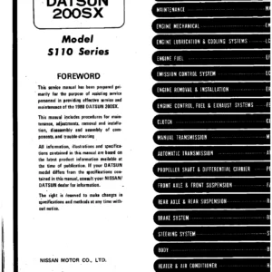 1980 Datsun 200SX Model S110 Factory Service Manual - Full Repair PDF