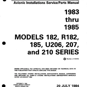 1983-1985 Cessna 182 R182 185 U206 207 210 Avionics Service Parts Manual