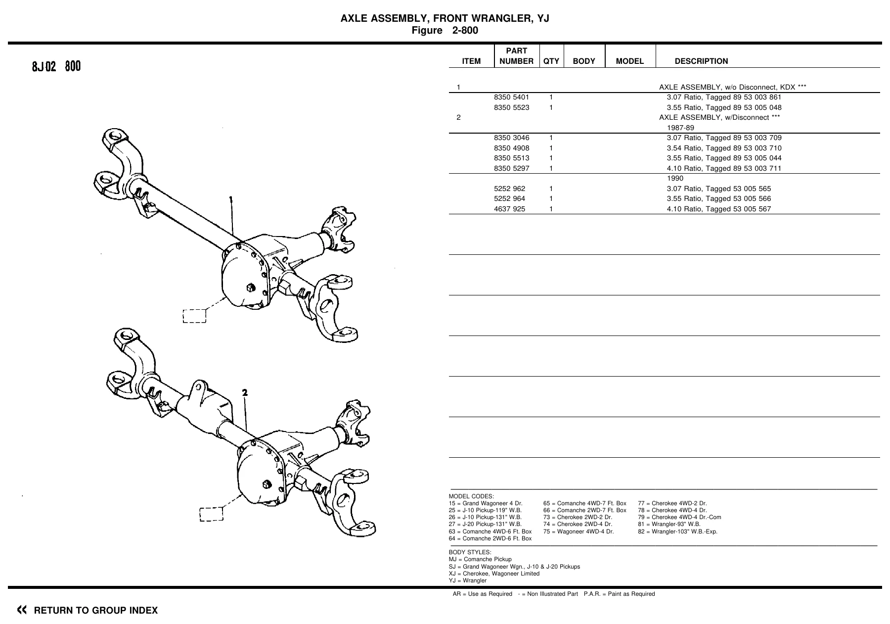 1987-1990 Jeep Wrangler Cherokee Comanche Grand Wagoneer Parts Catalog - Image 2