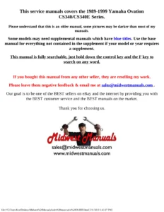 1989-1999 Yamaha Ovation CS340 CS340E Snowmobile Service Manual PDF