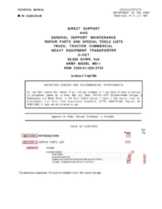 1989 M911 C-HET Heavy Equipment Transporter Repair Parts & Special Tools Manual TM 9-2320-270-34P