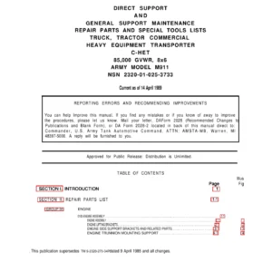 1989 M911 C-HET Heavy Equipment Transporter Repair Parts & Special Tools Manual TM 9-2320-270-34P