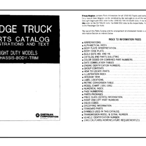 1990-1993 Dodge Light Duty Trucks Chassis Body Trim Parts Catalog PDF