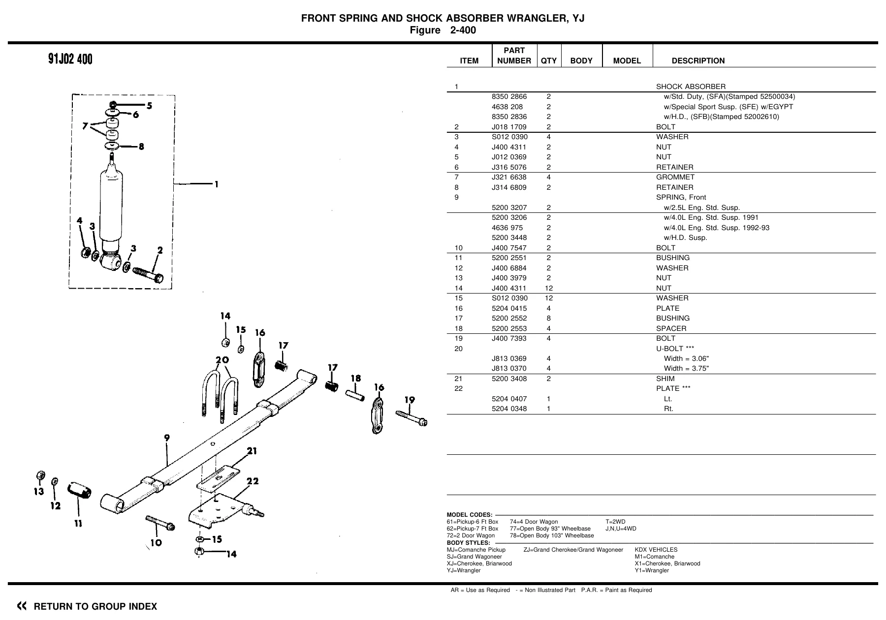 1991-1993 Jeep Wrangler Cherokee Grand Cherokee Body Chassis Trim Parts Catalog 81-690-1792 - Image 2
