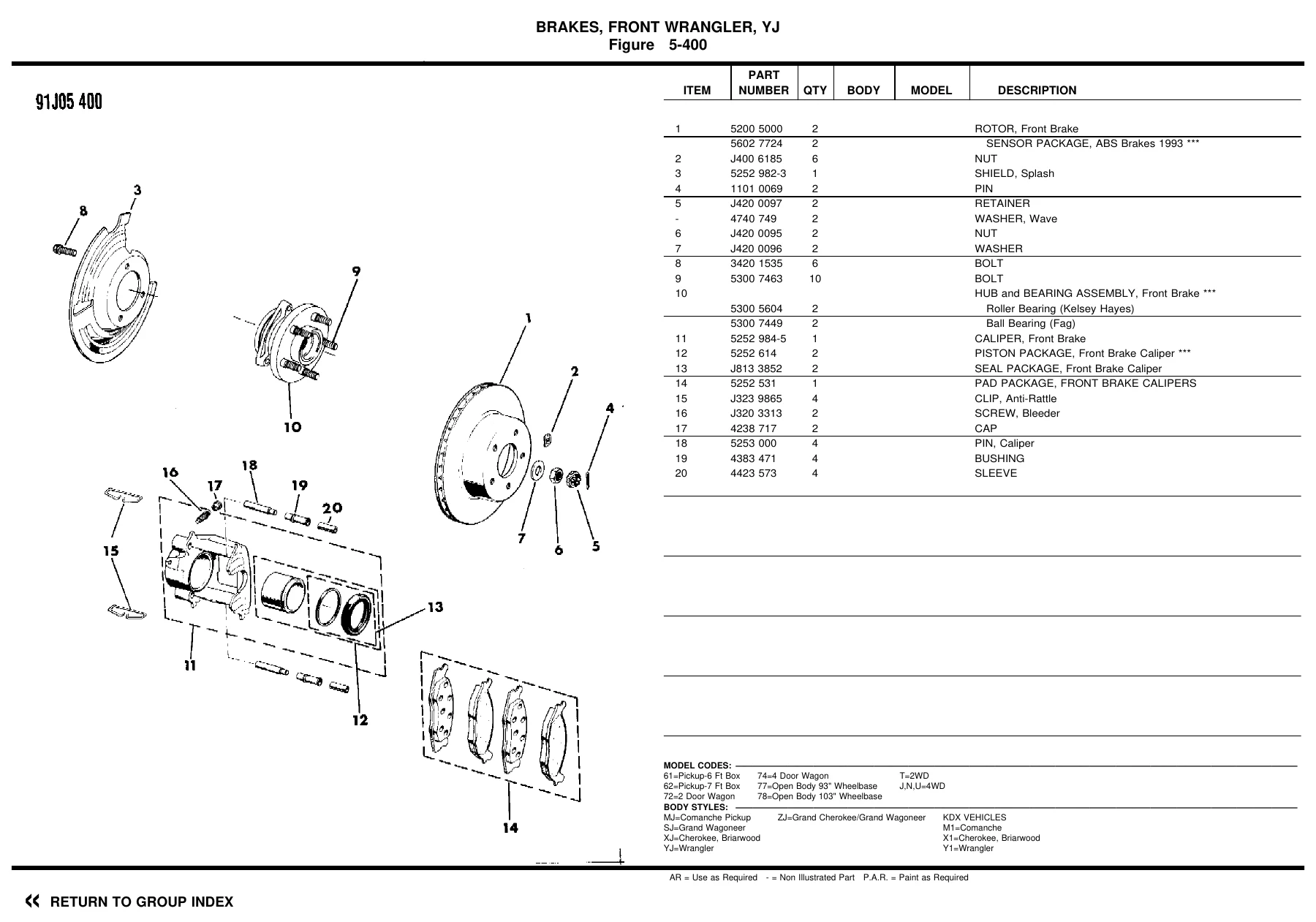 1991-1993 Jeep Wrangler Cherokee Grand Cherokee Body Chassis Trim Parts Catalog 81-690-1792 - Image 3