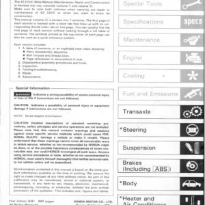 1992-1995 Honda Civic Workshop Manual - Complete Service & Repair PDF
