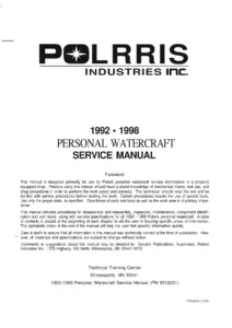 1992-1998 Polaris Personal Watercraft Service Manual PN 9912201