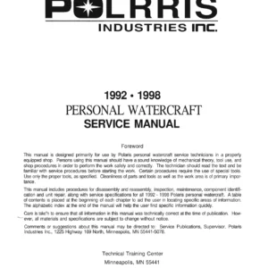 1992-1998 Polaris Personal Watercraft Service Manual PN 9912201