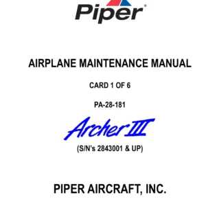 1995-2010 Piper PA-28-181 Archer III Maintenance Manual - P/N 761-883