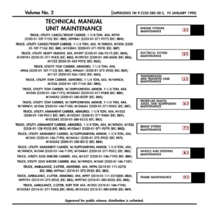 1996 HMMWV M998 Series Unit Maintenance Manual Volume 2 (TM 9-2320-280-20-2)