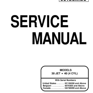 1996 Mercury 30 Jet & 40 HP 4-Cylinder Outboard OEM Service Manual