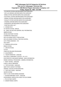 1996 Volkswagen Golf III Comprehensive Service and Repair Reference Manual - Mitchell