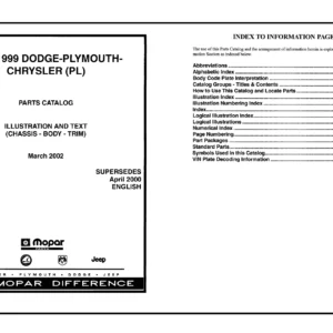 1997-1999 Dodge Plymouth Chrysler Neon (PL) Illustrated Parts Catalog