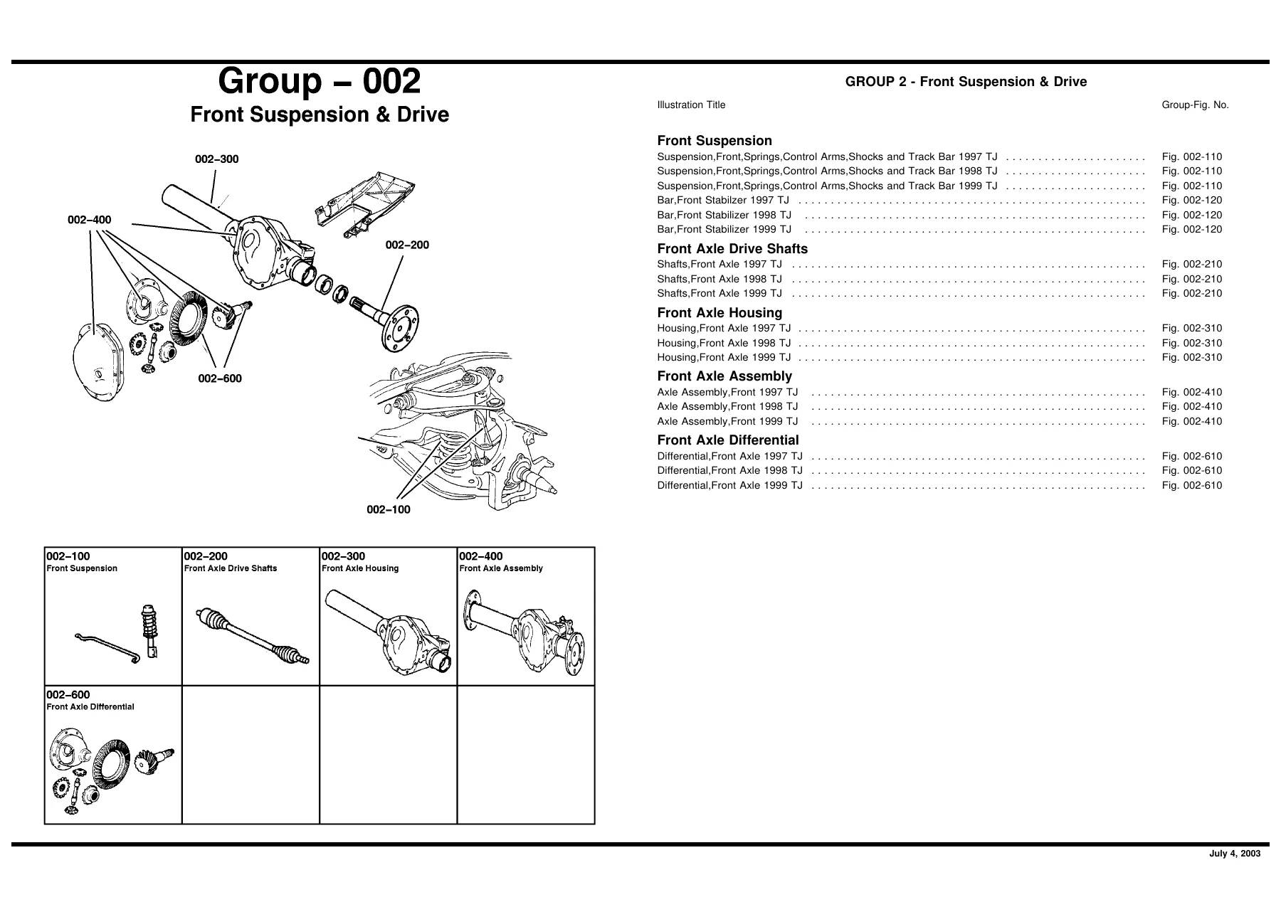 1997-1999 Jeep Wrangler TJ Mopar Illustrated Parts Catalog Chassis Body Trim - Image 2