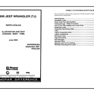 1997-1999 Jeep Wrangler TJ Parts Catalog - Illustrated Chassis, Body & Trim Guide