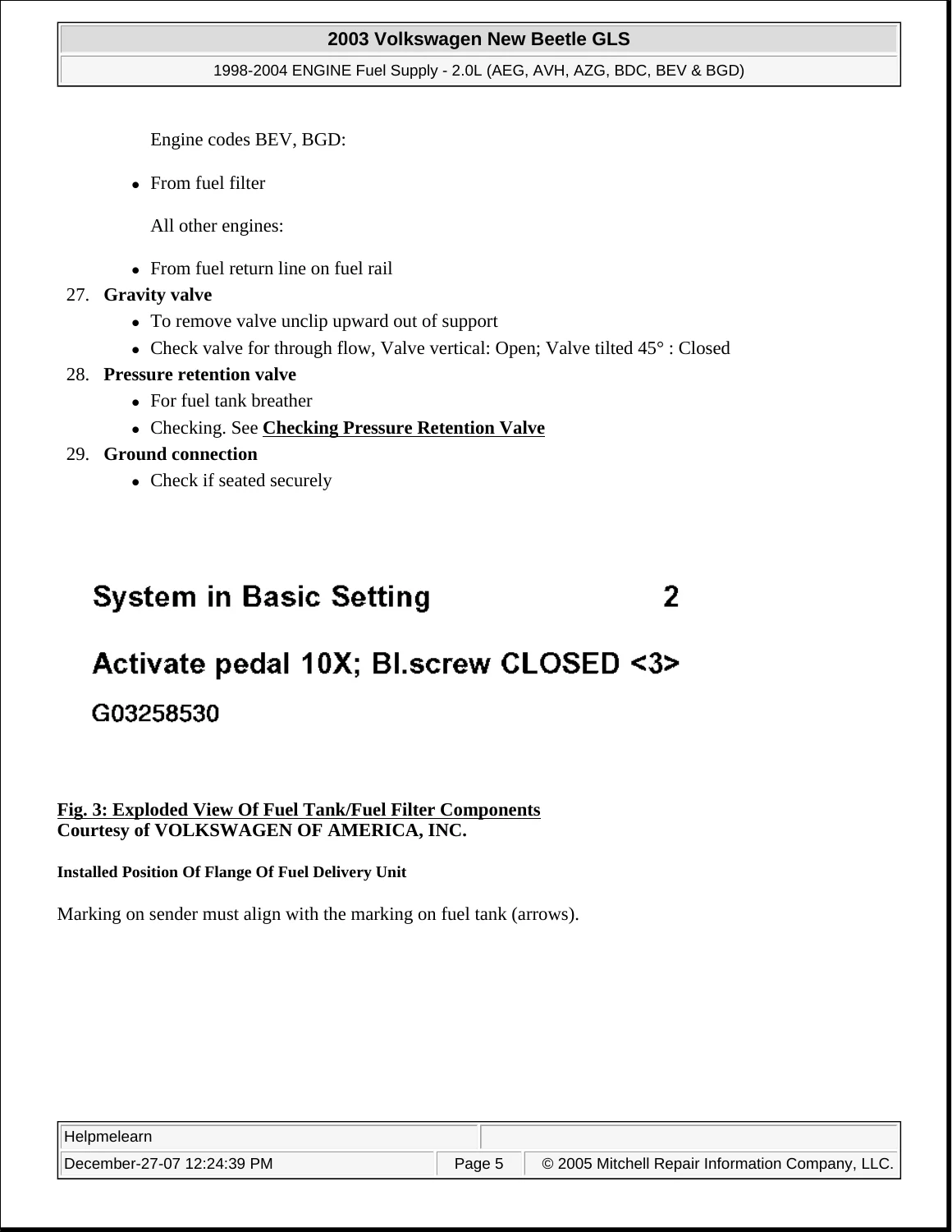 1998-2010 Volkswagen New Beetle 1.9L & 2.0L Fuel System Factory Repair Manual - PDF - Image 3