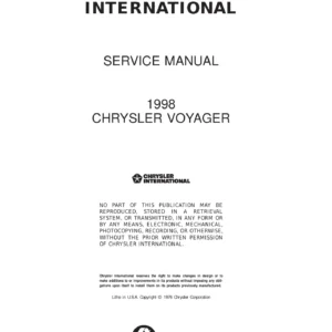 1998 Chrysler Voyager & Grand Voyager International Service Manual PDF