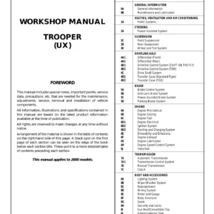 2000 Isuzu Trooper UX Workshop Manual - Complete 3.5L V6 Service & Repair PDF