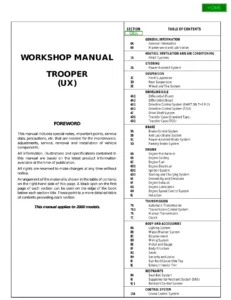 2000 Isuzu Trooper UX Workshop Manual - Complete PDF Service Manual