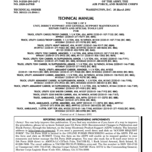 2001 HMMWV M998 Series Repair Parts & Special Tools Manual Volume 1 - TM 9-2320-280-24P-1