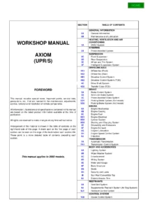 2002 Isuzu Axiom UPR/S Workshop Manual - Complete Service & Repair Guide