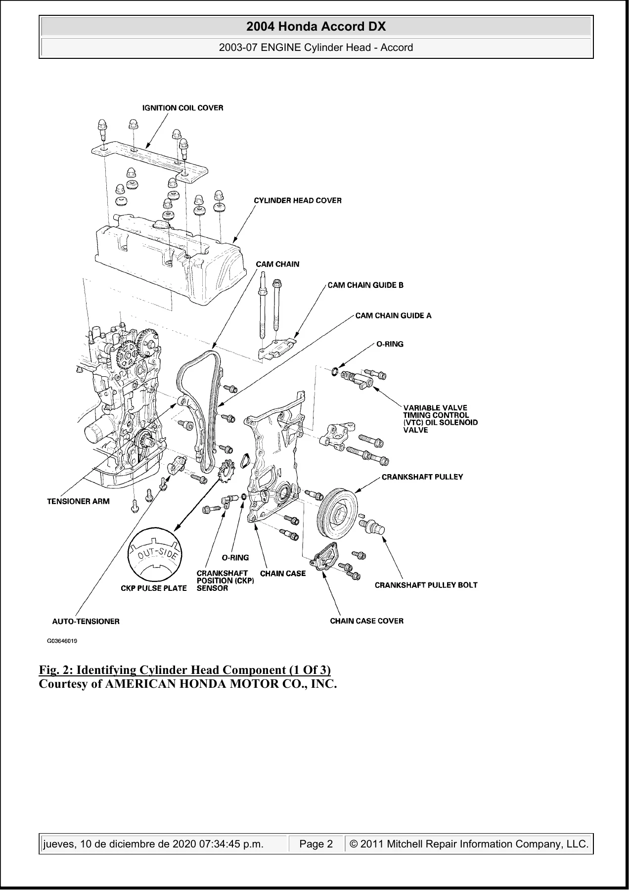 2003-2007 Honda Accord Engine Cylinder Head Service Repair Manual - Mitchell - Image 2