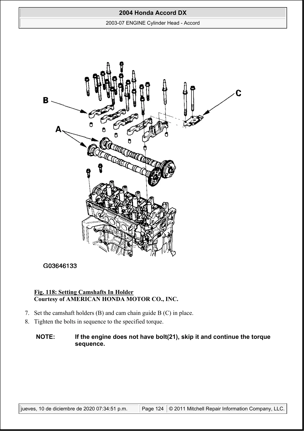 2003-2007 Honda Accord Engine Cylinder Head Service Repair Manual - Mitchell - Image 3