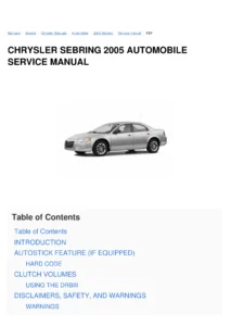 2005 Chrysler Sebring Dodge Stratus Service Manual PDF - Complete Workshop Repair Guide