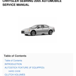 2005 Chrysler Sebring Dodge Stratus Service Manual PDF - Complete Workshop Repair Guide