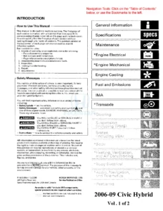 2006-2009 Honda Civic Hybrid Service Repair Manual - 2 Volume PDF
