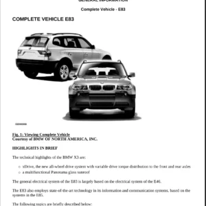 2007 BMW X3 E83 Workshop Repair Manual & Wiring Diagrams PDF
