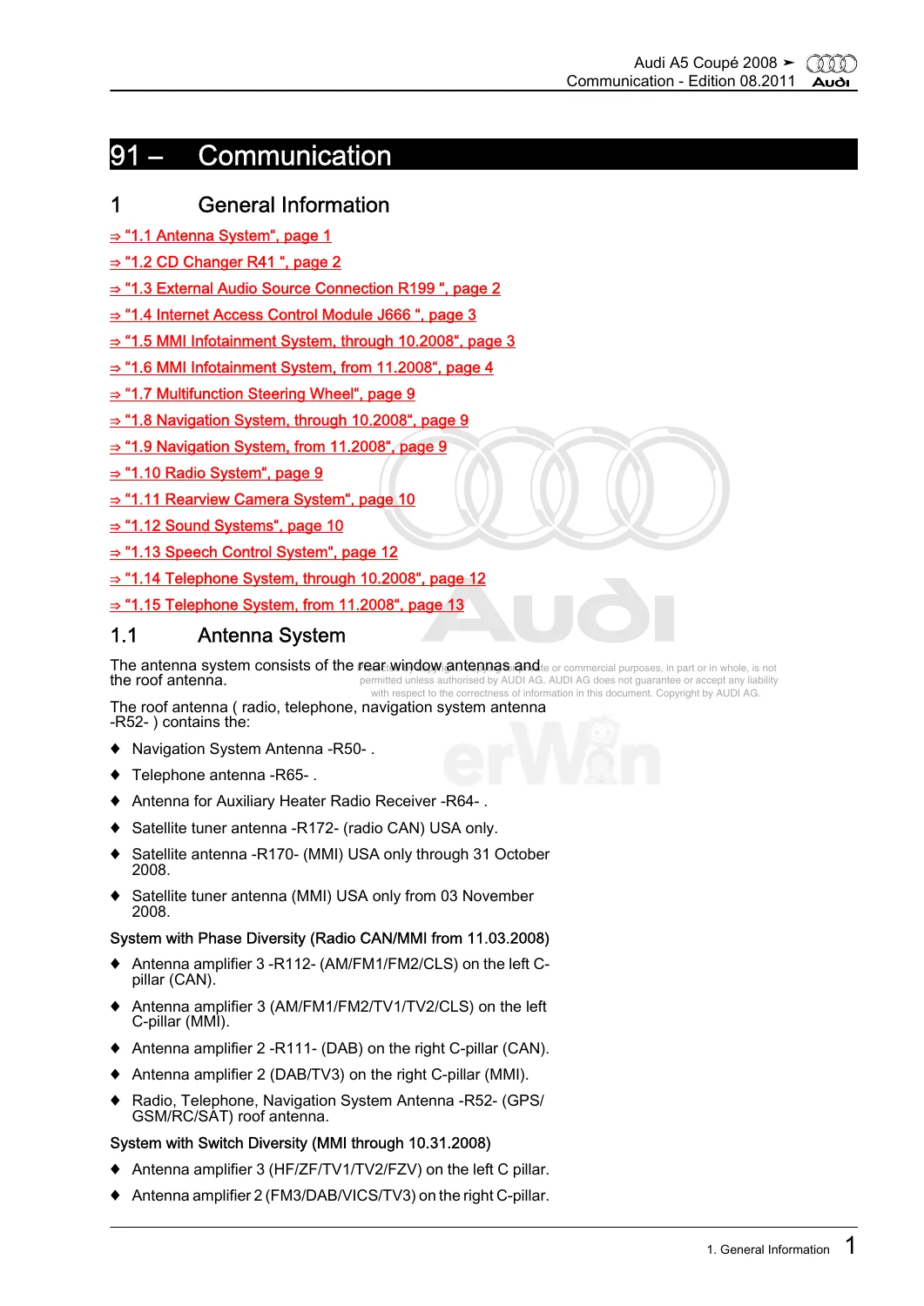 2008 Audi A5 Coupe Factory Repair Manual – MMI Infotainment, Navigation, Telephone & Sound Systems - Image 2