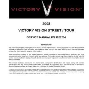 2008 Victory Vision Street & Tour Service Manual PN 9921254 PDF