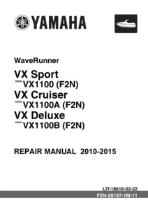 2010-2015 Yamaha WaveRunner VX Sport, VX Cruiser, VX Deluxe VX1100 Repair Manual