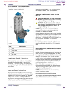 2011 Ford Kuga Workshop Manual - Service & Repair Manual PDF