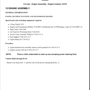 2012 Audi Q7 3.0 TDI Engine Service Repair Manual - CATA PDF