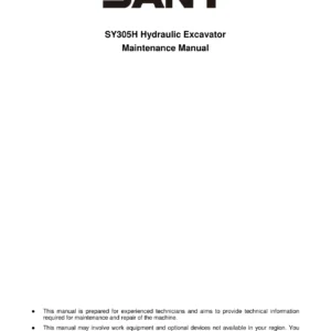2013 SANY SY305H Hydraulic Excavator Maintenance Service Manual PDF