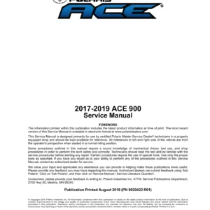 2017-2019 Polaris ACE 900 Service Manual - 9929422 R01