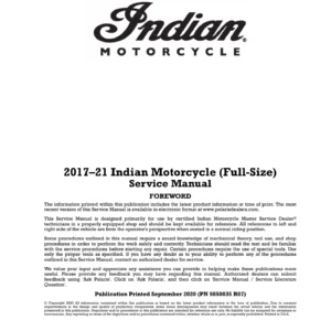 2017-2021 Indian Motorcycle Full-Size Service Manual - Chief, Chieftain, Roadmaster & Springfield Repair PDF