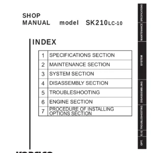 2018 Kobelco SK210LC-10 Hydraulic Excavator Shop Manual S5YN0049E04 PDF