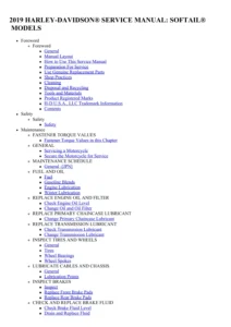 2019 Harley-Davidson Softail Service Manual with Wiring References