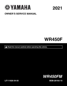 2021 Yamaha WR450F WR450FM Owner's Service Manual PDF Download