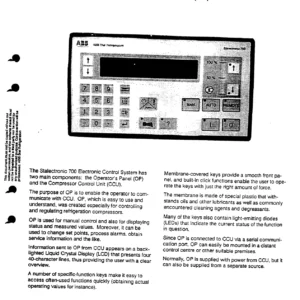 ABB Stalectronic 700 SE700 Refrigeration Compressor Control System Training Manual
