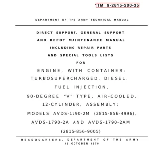 AVDS-1790-2M 2A 2AM Engine Direct Support & Depot Maintenance Manual TM 9-2815-200-35