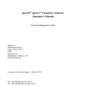 Abaxis piccolo xpress Chemistry Analyzer Operator's Manual - PDF