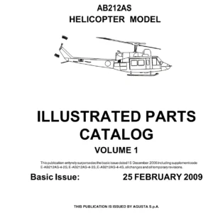 Agusta AB212AS Helicopter Illustrated Parts Catalog Volume 1 (2009) - E-AB212AS-PT6T-4