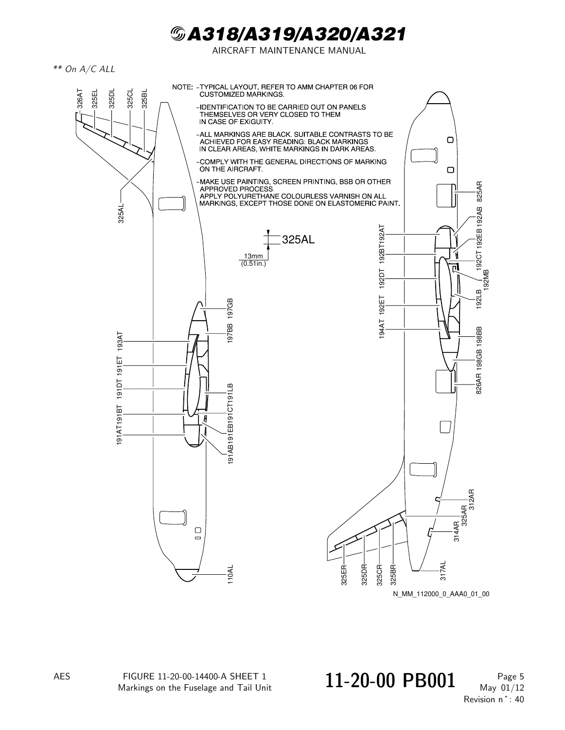 Airbus A318 A319 A320 A321 AMM Chapter 11 Placards and Markings AES Revision 40 May 2012 - Image 3